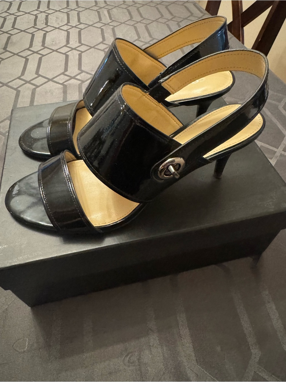 Women's Coach Marla Patent Heels in color Black